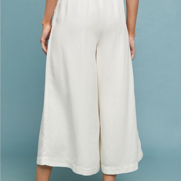 Anthropologie Oceanside wide leg cropped pants cream Small beachy coastal boho - Picture 2 of 15